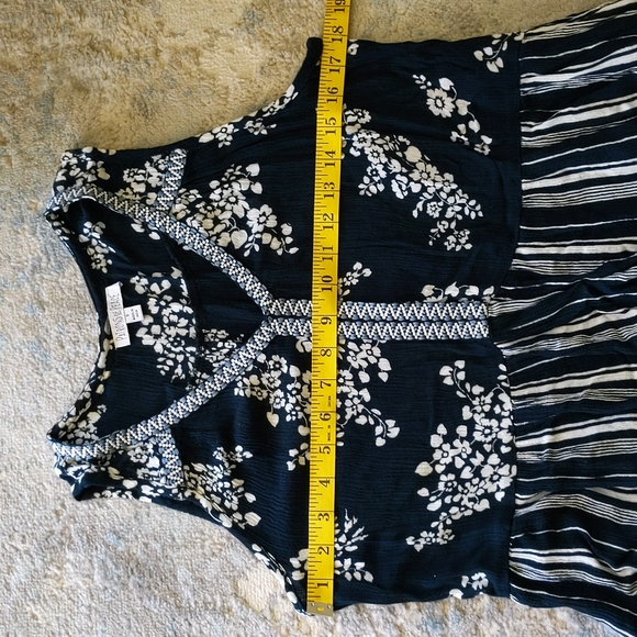 Patrons of Peace Floral Striped High Low Boho Top S White Blue - Picture 12 of 15